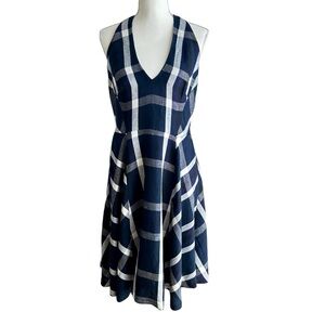 Anthropologie Eva Franco Black Navy White Halter Dress Size 10